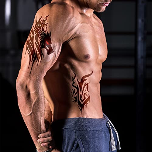 20 Sheets Temporary Tattoos Stickers Contain Viking and Dragon Art Pattern for Men and Women Body Shoulder Arm Chest Tattoo