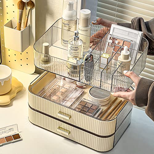 Makeup Organizer with 3 Stackable Drawers, Bathroom Vanity Organizers and Storage, Ideal for Desk and Dresser Countertops, Great for Cosmetics, skincare, Lipsticks, Nail Care