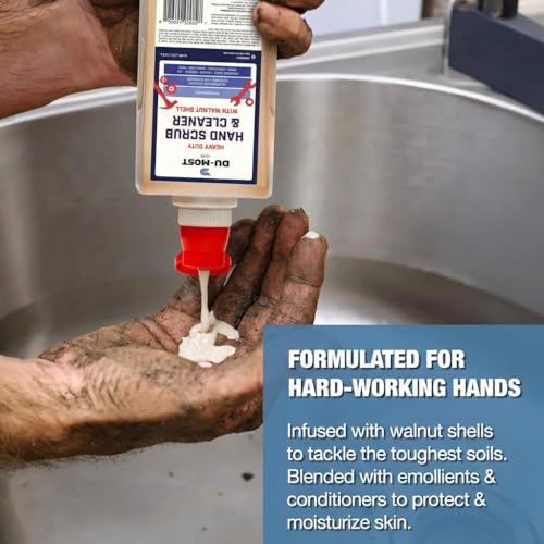 DU-MOST Industrial Hand Cleaner with Walnut Shell Scrub, Highly Concentrated Hand Soap for Mechanics, Workshops, Grease, Oil, Ink and Paint Removal, 3.55L Refill