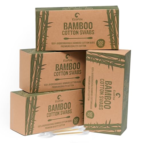 Bamboo Cotton Swabs 2000 Count | Eco-Friendly & Pure Cotton Buds | Double Tipped Sticks | 100% Plant-Based & Natural | Perfect for Makeup & Nail Applications, Arts & Crafts, Removing Dust & Dirt¡¦