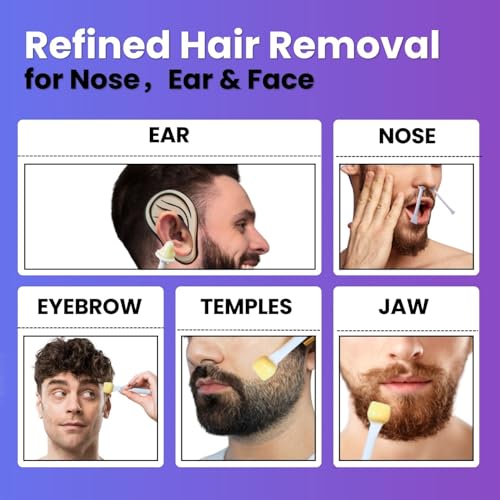 Waxfans Nose and Ear Hair Removal Kit for Men and Women - 100g Wax for 20 Uses, Long-lasting for 4 Weeks (Purple)