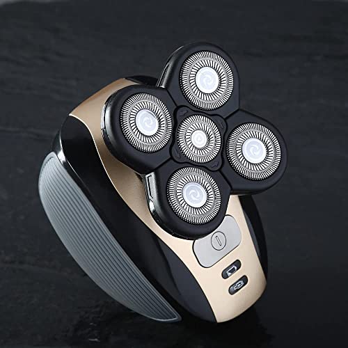 WAHFOX Universal 3 Pcs 5 Blades Shaver Heads for Head shaver and Other Brands Head Shaver, Black+gold