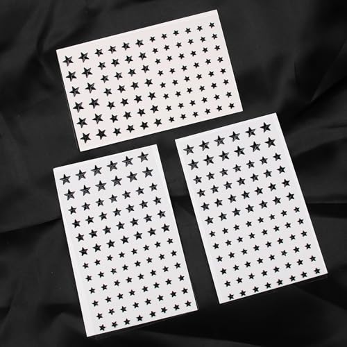 3 Sheets Face Gems Face Jewels, Self Adhesive Hair Gems Festival Star Rhinestone Stickers for Face, Eye, Makeup, Body, Stick on Gems, Star Face Stickers for Kids, Women(04. Black)