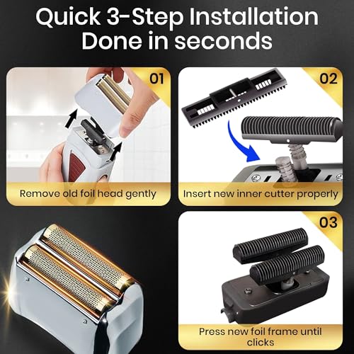 3 Pack Foil Shaver Replacement Compatible With Andis Model TS-1, TS-2 ((17150/17155/17200), Andis Blade Replacement with Stainless Steel Design for Smooth Shaving