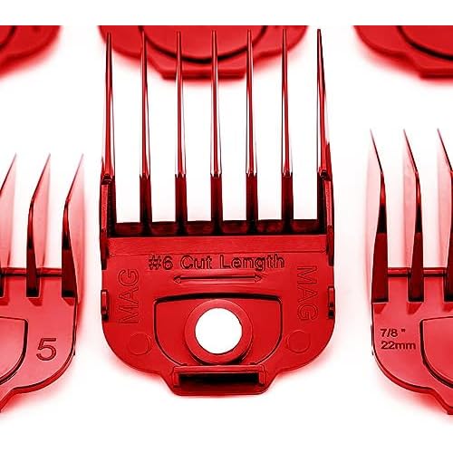 for Andis Clipper Guards, Professional Clipper Guard Comb Guides with Magetic Clip for Andis Master Hair Clippers - Size #1 & #1.5 -Length 1/8¡±and 3/16¡± (2Pack Red)