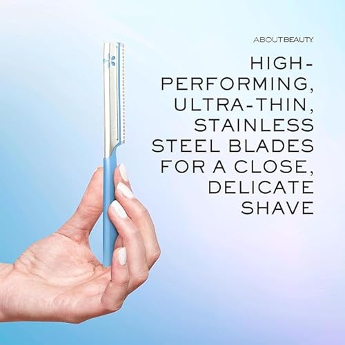 About Face Pro-Premium Facial Razors - 12 Beauty Groomers for Hair Removal, Ideal for Shaving, Exfoliating, Dermaplaning and Brow Shaping, Japanese Stainless Steel Gently Removes Facial Hair