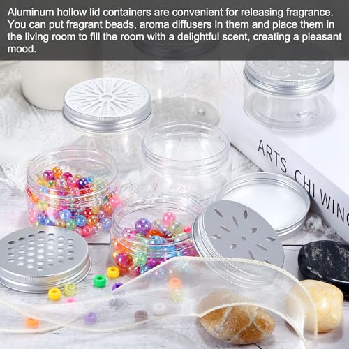 HARFINGTON 8 Pcs Empty Scent Beads Storage Container 8.5oz/250ml Air Freshener Tins Round Refillable Spice Containers Plastic Jars Sample for Travel Storage