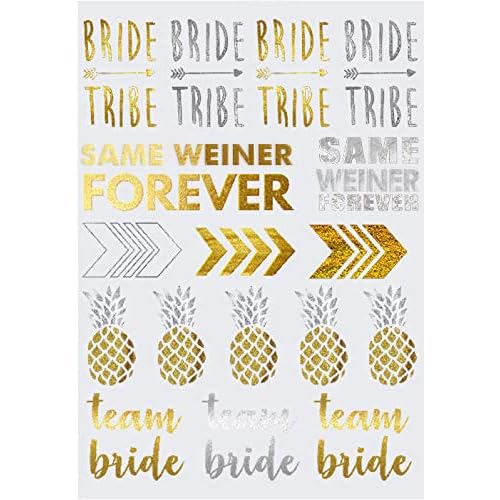 Bachelorette Party Tattoos - Bachelorette Party Favors, Decorations & Supplies by Sterling James Co. - Girl's Night Out Temporary Metallic Tattoos