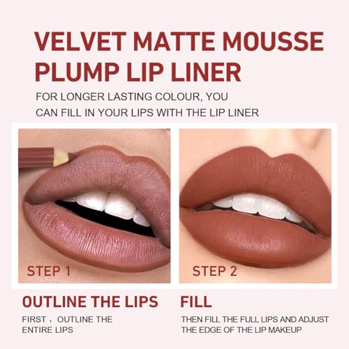 12Pcs Matte Lip Liner Set,Creamy Velvet Lipstick,One Step Lips Makeup Kit,Waterproof Long Lasting Smooth High Pigmented Lip Pencil for Daily
