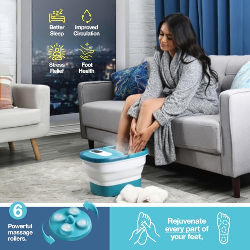 Medical king Foot Spa with Heat and Massage Electric Rotary Massage Includes A Remote Control, A Pumice Stone - Motorized Shiatsu Massage Balls