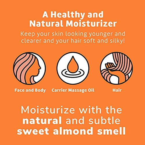 De La Cruz Sweet Almond Oil - Expeller Pressed Almond Oil for Skin and Hair 8 FL. OZ. (236 mL)
