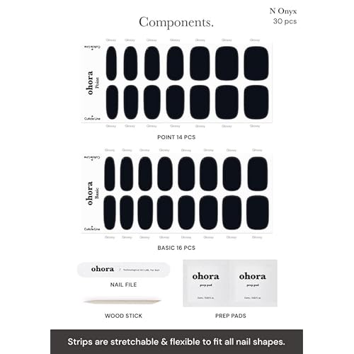 ohora Semi Cured Gel Nail Set of 3 (N Onyx & N Cream Moss & Easy Peel Remover) - Professional Salon-Quality Nail Care