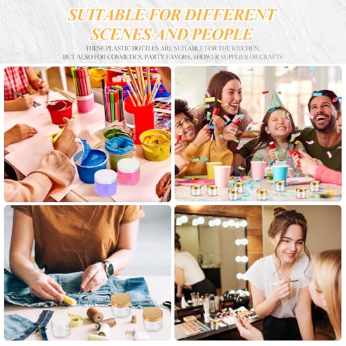 SATINIOR 36 Pieces 2 oz Plastic Jars with Lids Wide Mouth Airtight Reusable Container Acrylic Cosmetic Small Jars for Lotions Ointments Travel Toiletries Creams Make up Storage(Gold)