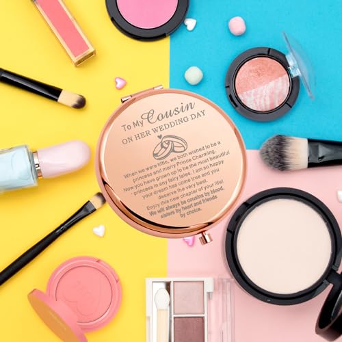 WSNANG Cousin Wedding Gift Folding Makeup Mirror to My Cousin On Her Wedding Day Gift Bride Gift for Cousin Compact Makeup Mirror (Cousin Mirror)