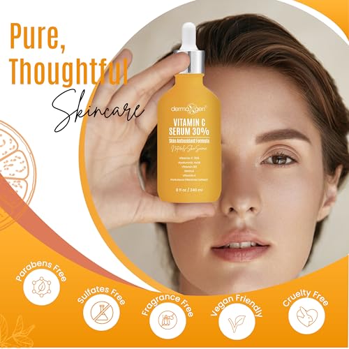 30% Vitamin C Serum (8 Fl Oz) Pure Organic Anti- Wrinkle + Hyaluronic Acid + Retinol + Vitamin E + Vitamin B, Facial Serum For Anti-aging, Wrinkles, And Fine Lines.