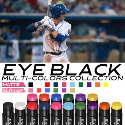 CCbeauty 12 PACK Black Eye Black Stick For Baseball Football Softball Lacrosse Accessories, Anti-Glare Eyeblack, Waterproof, Last All Game, Smooth Application, High Pigmented Color