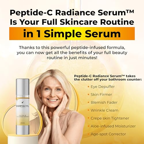 Dermacyl Vitamin C Serum for Face - Peptides c Total Package Serum with Hyaluronic Acid - All-in-One Vitamin Formula for Anti Aging, Hydration, Firms, Lifts, Targets Age spots - Fine Lines & Wrinkles