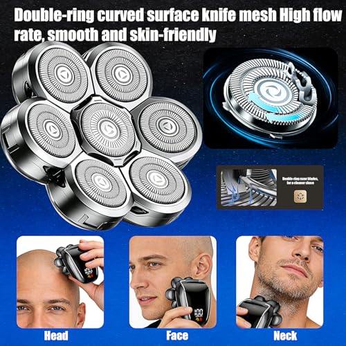 7 Head Shaver Replacement Heads for Freebird Bald Men, Head Shavers for Men,Shaver Replacement Blades for Rotary Shavers (Silver/3count)
