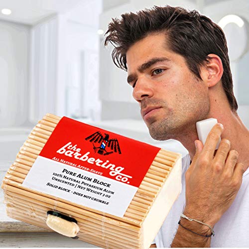 Large Alum Block in Bamboo Case | 100% Natural Potassium Alum Stone/Bar | Styptic, Anti-Ingrown Hair Aftershave for Men | 3oz