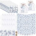 Loopeer 36 Sets Blue Floral Bridal Shower Hand Cream and Lip Balm Gift Bulk Blue Flower Wedding Favors Travel Size Hand Lotion and Lip Balm Wedding Bridal Baby Shower Party Supplies for Guests