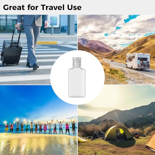 Lnrueg 100 Pcs 2 oz Travel Bottles - Hand Sanitizer Bottle Mini Clear Bottles with Flip Caps, Portable Empty Refillable Containers for Shower Gel, Face Creams, Body Lotions