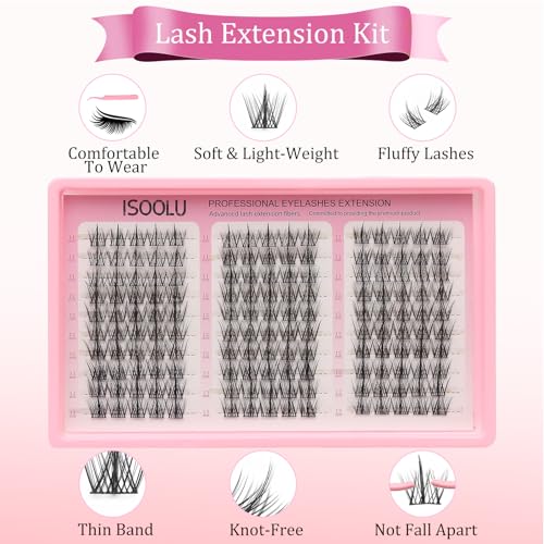 Fairy Lash Clusters Manga Individual Lashes C Curl Wispy Eyelash Clusters WideSpan Eyelash Extension Kit with Lash Bond and Seal Wet-Look Spiky Cluster Lashes (Wing Kit 150pcs)