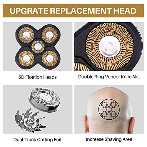 Vsmooth Electric Shaver Replacement Head - Shavers for Bald Men Replaceable Head - Waterproof Blades for Men Replacement Shaving Heads - Wet & Dry Electric Razor Floating Replacement Blade Head