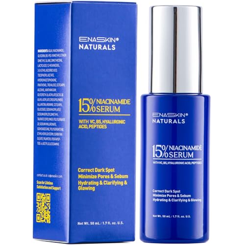 Niacinamide Serum 15% for Face ? Dark Spot Corrector, Pore Minimizer, Oil & Blemish Control, Brightening & Hydrating with Vitamin C, B5, Peptides & Hyaluronic Acid ? 1.7 Fl Oz