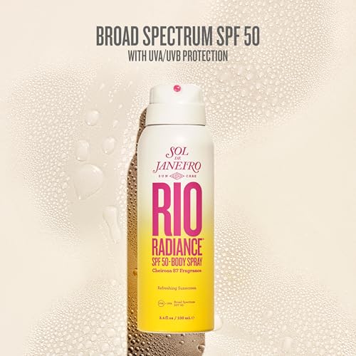 SOL DE JANEIRO Rio Radiance SPF 50 Body Spray Broad Spectrum | Spray Sunscreen for Body | Niacinamide and Antioxidants | Sheer Coverage | UV Protection