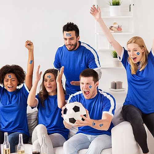 Colarr 180 Pcs Blue and Black Team Spirit Temporary Tattoo 2", 1.5" Face Body Paw Go Team Cheer Tattoo Removable Glitter School Spirit Stickers for Classroom Cheerleading Football Sports Games