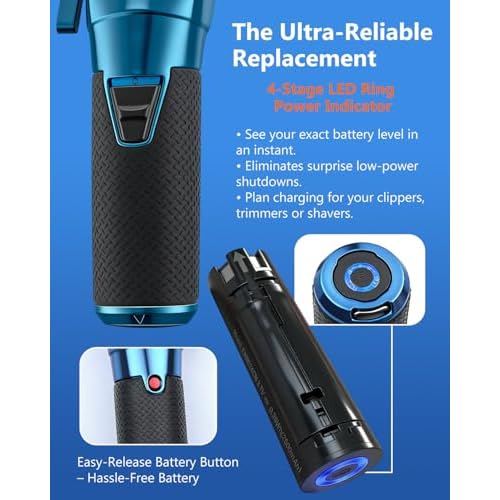 Upgraded 2500mAh Replacement Lithium-ion Battery for FXBB24,Compatible with BaBylissPRO all FXONE tools,w/LED Indicator & Quick Release Button,Long-Lasting Power for Cordless Clippers (1 Pack)