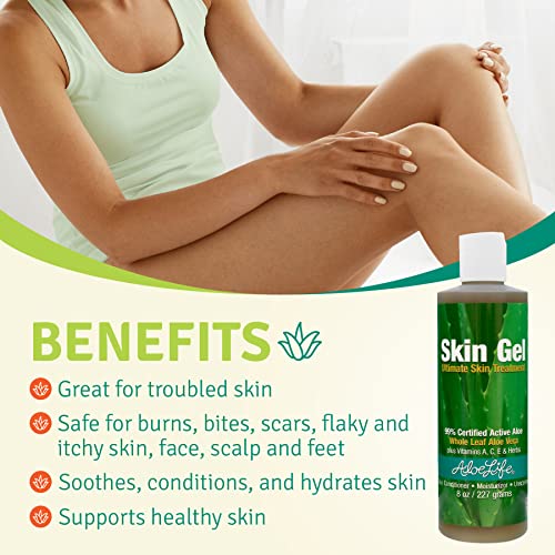 Aloe Life ? Skin Gel & Herbs Ultimate Skin Treatment, 99% Certified Organic Whole Leaf Aloe Vera, Vitamins C, A, & E, Head-to-Toe Skin Care Support for the Whole Family, Fragrance-Free (8 oz)