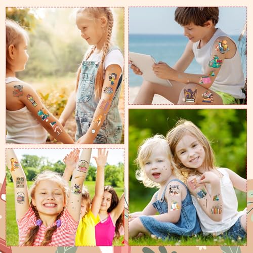 Reading Book Temporary Tattoos - 8 Sheets Tattoo Stickers for Kids, Waterproof Birthday Party Favors Supplies Decorations Sticker for Boys and Girls, Classroom School Prizes Rewards Gifts