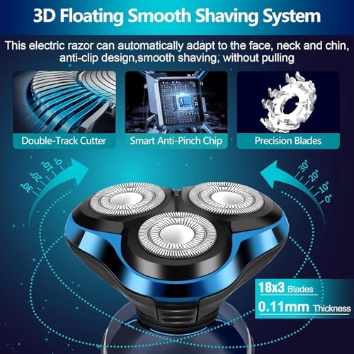 Electric Razors for Men ? 3D Head Shavers, Wet & Dry Cordless Shaver, IPX7 Waterproof with Beard/Nose Trimmer & Face Cleaning Brush, Men¡¯s Shaving Kit, Ideal Gift for Men