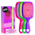 FHI Heat UNbrush Detangling Brush (3-Pack Bundle) ? Hair Brush for All Wet/Dry Hair Types ? Pain-Free Detangler Brush w/DuoFlex Anti Static Bristles ? Lightweight Travel Hair Brush (Neon Collection)