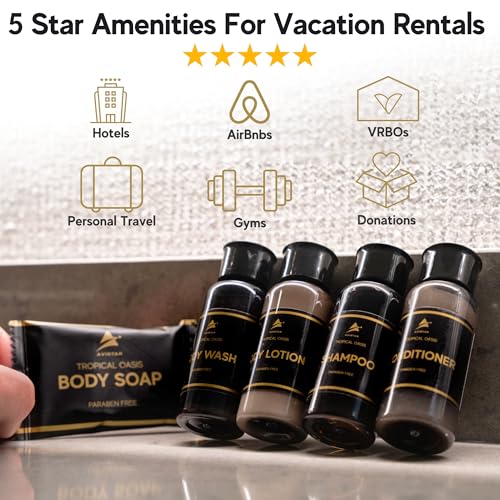 80 Piece Set Hotel Guest Soaps for Bathroom, Travel Size Bulk Toiletries Set, Supplies for Guests, 20 Pack w/ 20 Shampoo 20 Conditioner 20 Body Wash 20 Lotion