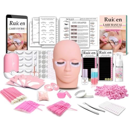 Lash Eyelash Extension Kit for Beginners, Lash Kit for Beginners & Training Course, Beginner Lash Tech Starter Kit Includes Practice Mannequin Head and More Eyelash Extension Supplies Tools