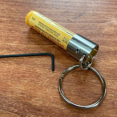 Tallac House Stainless Steel Lip Balm Keychain Holder with Cap Holding Attachment. Does not Fit Not Chapstick, ESO Or Vaseline Brand Compatible. Double check the brand you use.