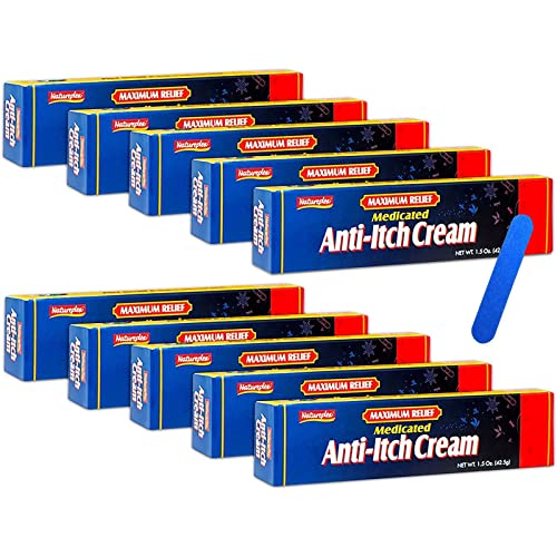10-Pack (Natureplex) Medicated Anti Itch Cream - Itch Relief, 1.5 Oz with Double Sided Nail Filer