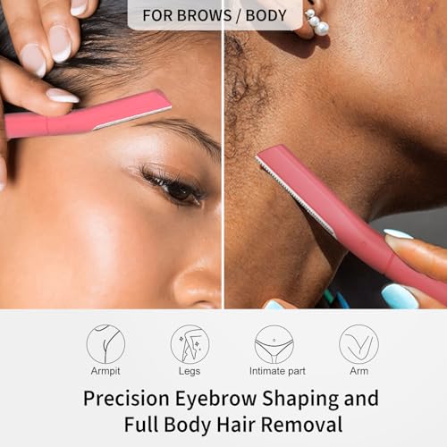 Face Razors for Women, Dermaplane Razor for Women Face, Eyebrow Razor, Dermaplaning Tool, Gentle Exfoliation Microblades for Sensitive Skin, Peach Fuzz Remover