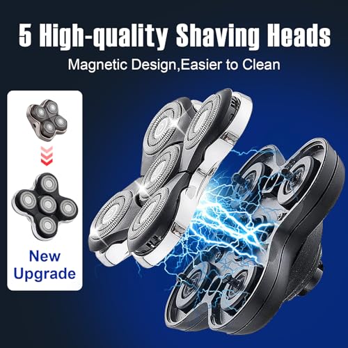 5 Blade Shaver Replacement Head Compatible with Skull Shaver for Pitbull Gold PRO/Pitbull Platinum Pro Shaver Heads (2 Pack