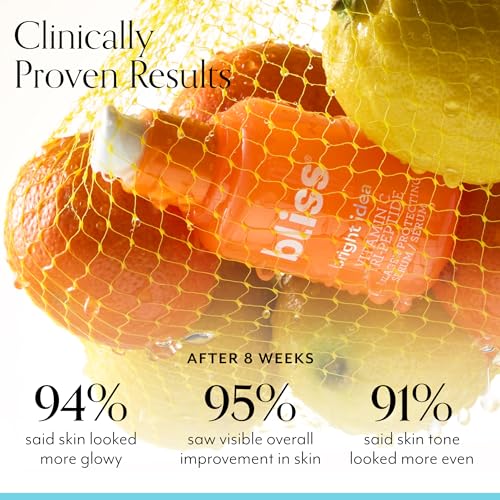 Bliss Vitamin C Bright Idea + Glycolic Acid Renew & Smooth Day and Night Serum Duo | Anti-Aging and Brightening Face Serums Duo for Bright, Smooth & Firm Skin | Vegan, Clean & Cruelty-Free | 2x1 Fl Oz