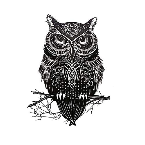 Owl Temporary Tattoos Large Temporary Tattoo Half Arm Tattoo Sleeves Stickers Shoulder Body Art for Men Women Teens-6 Sheets