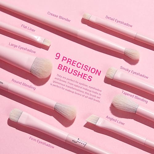 Jessup Pink Makeup Brushes Set T495 Bundled with Face Double Sided Makeup Brushes Set T503