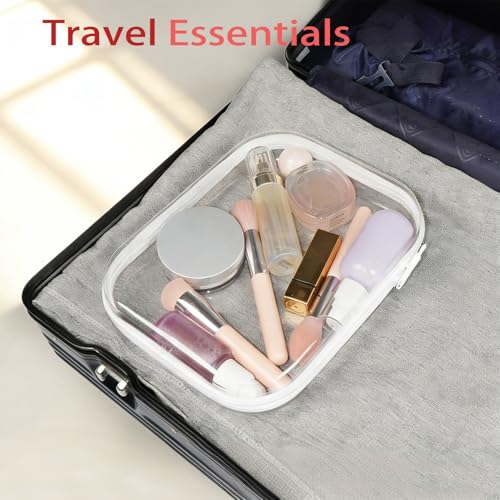 3PCS Clear Hard Shell Zipper Case,Zipper Pouches Hard Shell,Clear Toiletry Bag,Travel Makeup Bag Organizer,Toy Storage Containers,Hard Shell Plastic Case,Portable Transparent Diaper Organizers(White)