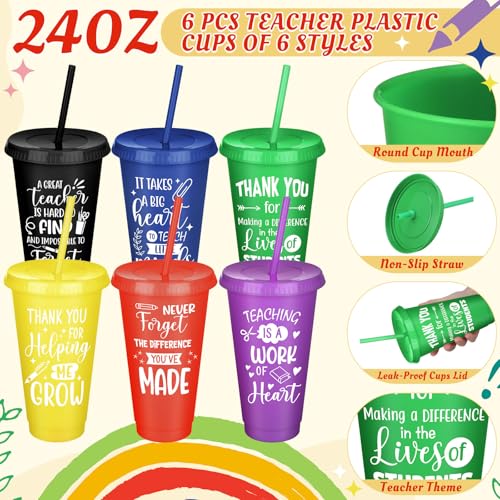 24 Pcs Teacher Appreciation Gift from Students 2026 End of Year Thank You Gifts Bulk 24 oz Plastic Tumbler Cup Makeup Cosmetic Bag Crew Sock Keychain for Retirement
