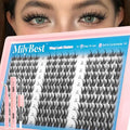 MilyBest Manga Lash Clusters Kit Spiky Anime Cluster Eyelash Extensions 150Pcs CC Curl Wispy Lash Extension Kit 10-16mm DIY Cosplay Doll Individual Lashes Clusters Natural Look