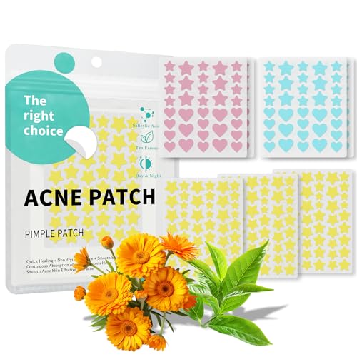 Acne Pimple Patches, 297 Counts Cute Pimple Patches with Salicylic Acid, Tea Tree Oil & Calendula Oil, Acne Patches for Face, Colorful Zit Patch