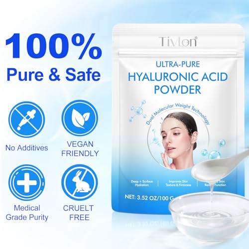 2 Pack 2-in-1 Hyaluronic Acid Powder ? High Molecular Weight for Moisture + Low Molecular Weight for Hydration, Cosmetic-Grade DIY Skincare Ingredient for Serums, Masks & Lotions, 7.6oz