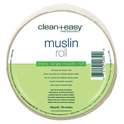 Clean + Easy Muslin Wax Strips ? Extra Large Wax Strip Roll for Full Body & Facial Hair Removal, 3.5" x 40 Yards